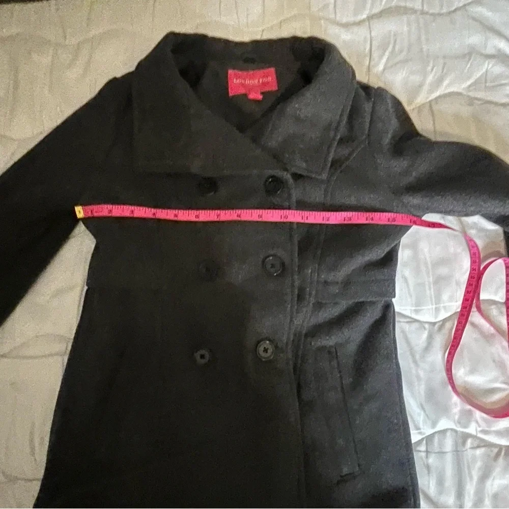 London Fog Girls Pea Coat Gray 14/16 Dress Button-up Double Breasted Warm